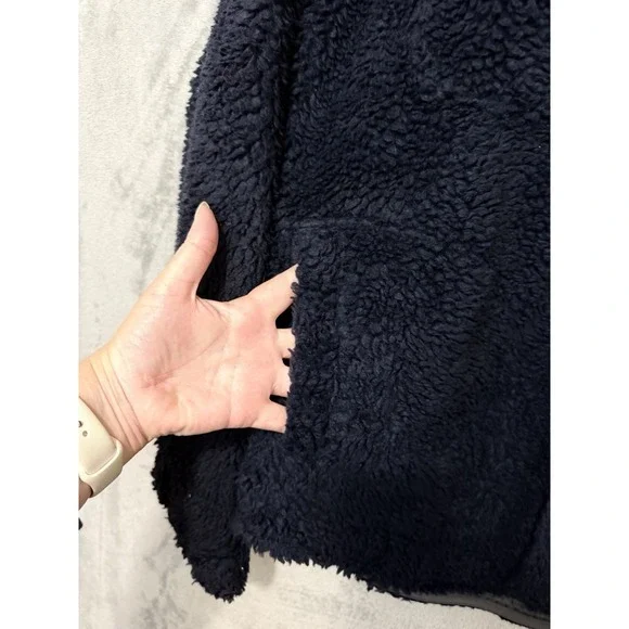 JCrew Large Nordic Sherpa Fleece Navy Shacket NWT'S Shirt Jacket Button Front